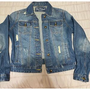 Red Camel Distressed Denim Jacket‎ Women's Casual Vintage Style